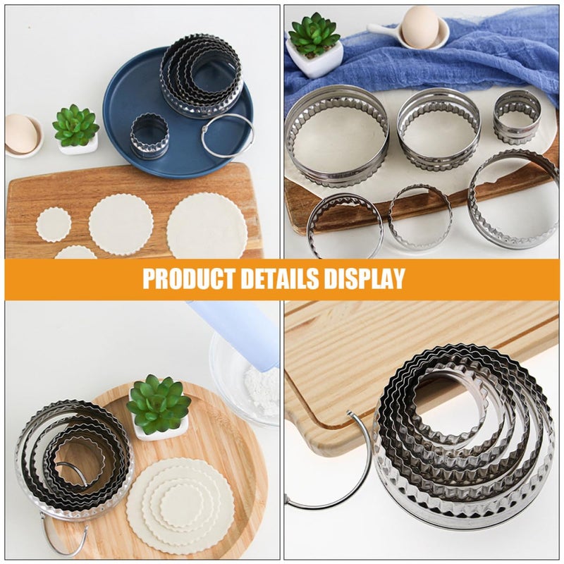 6 Piece Stainless Steel Round Cookie Cutter Set With Fluted And Smooth Edges For Baking - Image 4