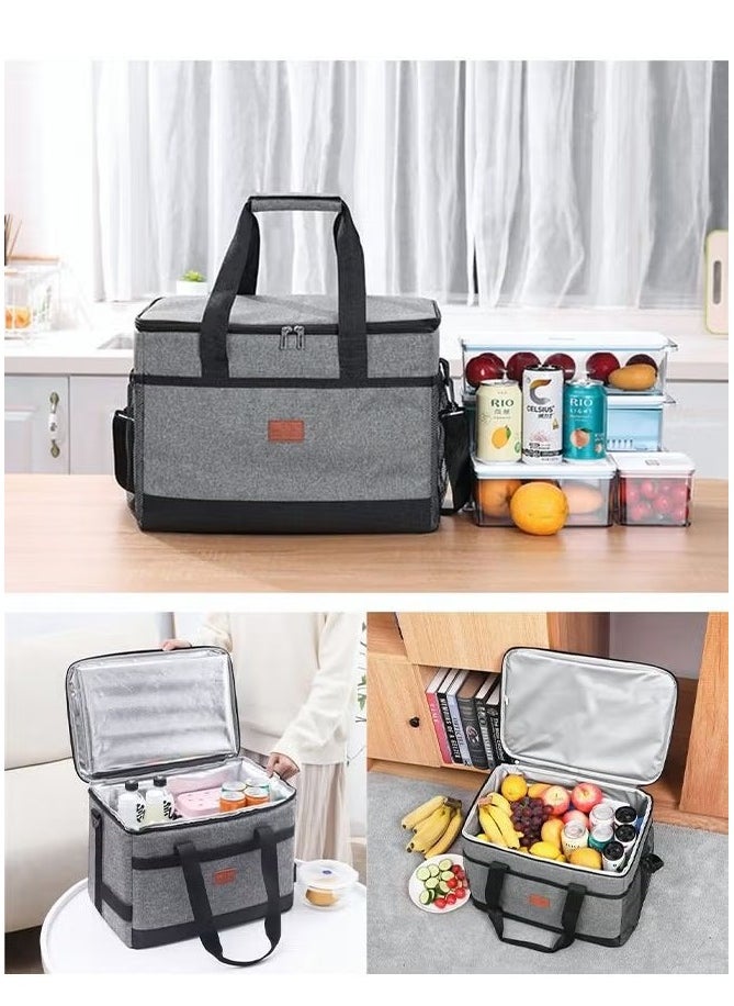 Beauenty Outdoor Large Lunch Bag for Men/Women Insulated Reusable 35L Lunch Box Leakproof Cooler Tote Bag Freezable Waterproof Oxford Ice Refrigerated Lightweight Fresh-keeping for Office Work Picnic Beach (  - Image 4