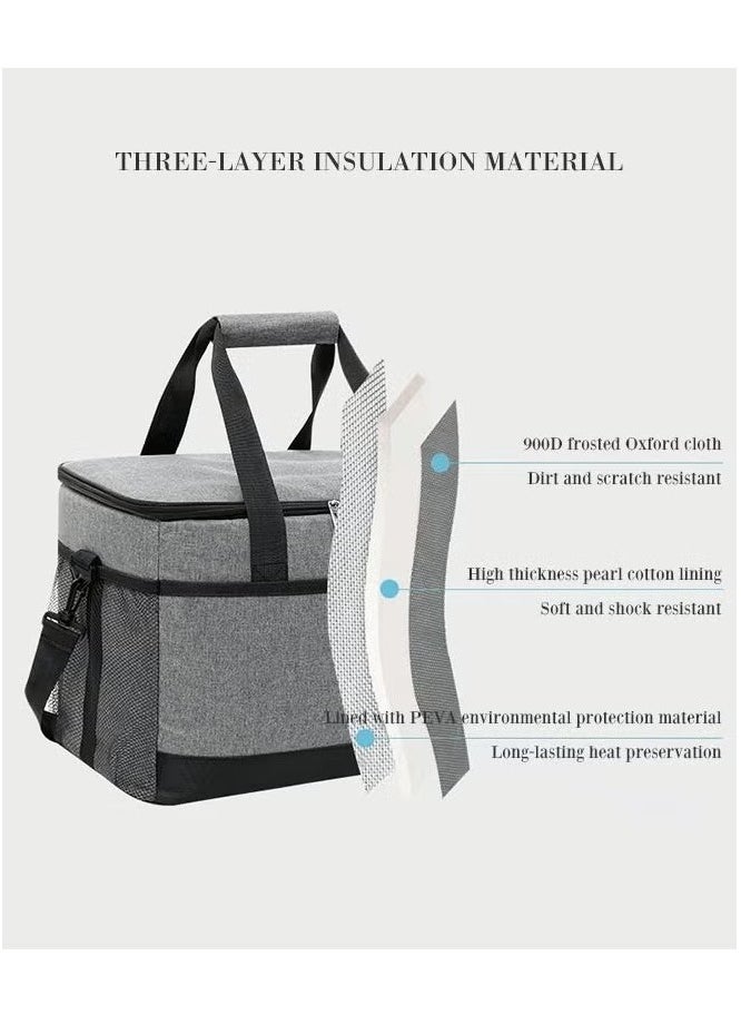 Beauenty Outdoor Large Lunch Bag for Men/Women Insulated Reusable 35L Lunch Box Leakproof Cooler Tote Bag Freezable Waterproof Oxford Ice Refrigerated Lightweight Fresh-keeping for Office Work Picnic Beach (  - Image 3