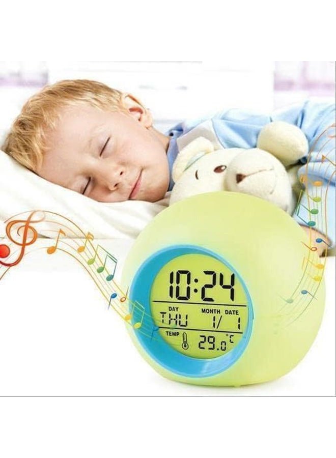BUBUCAM LED Alarm Clock Digital Kids Alarm Clock Light Temperature Indoor Night Light Bedside Lamp 7 Colors - Image 3