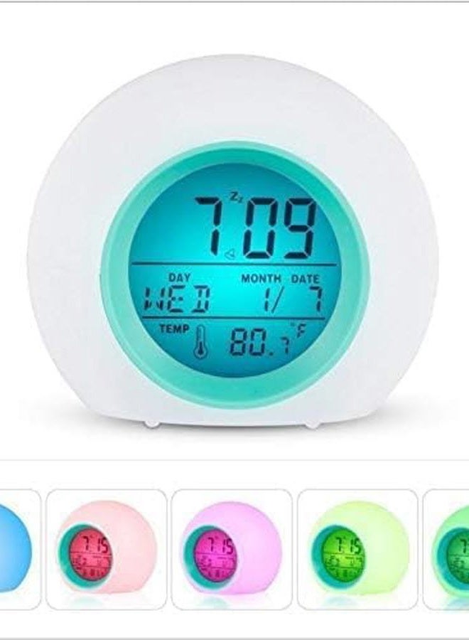 BUBUCAM LED Alarm Clock Digital Kids Alarm Clock Light Temperature Indoor Night Light Bedside Lamp 7 Colors - Image 2