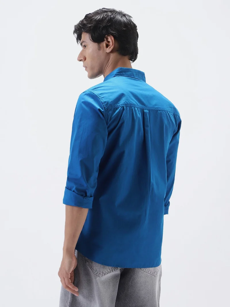 Urbano Fashion  Urbano Fashion Men's Royal Blue Cotton Full Sleeve Regular Fit Casual Solid Shirt  | Best Price UAE