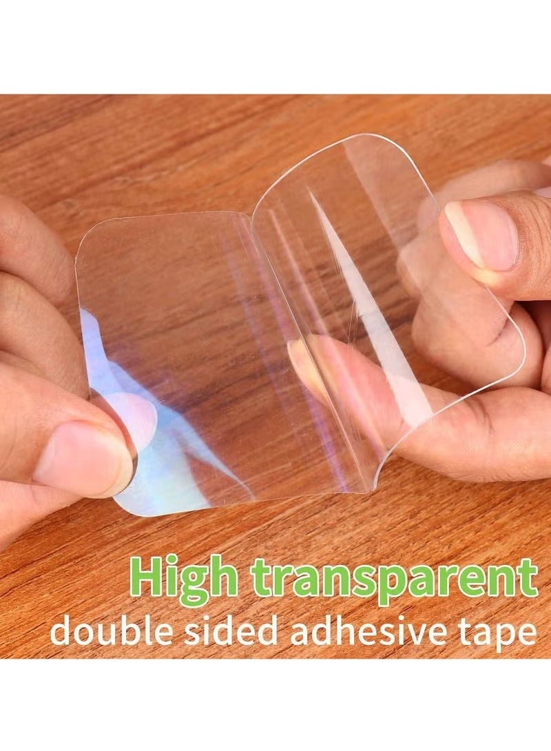 100 Pcs Double Sided Adhesive Pads, Two Sided Precut Squares Tape, Nano Gel Clear,Sticky Tack Double Sided Tape for Walls Hanging - Image 2