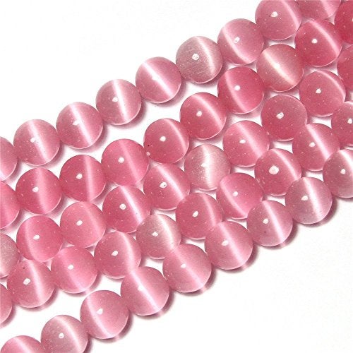 LIFAVOVY 6mm Pink Cat Eye Beads Round Semi Precious Gemstone Loose Beads for Jewelry Making (63-66pcs/strand) - Image 2