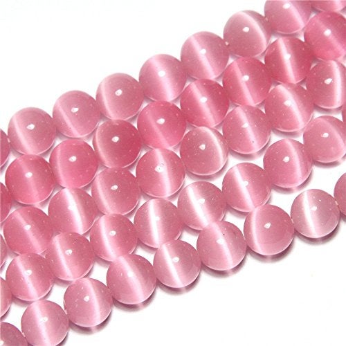 LIFAVOVY 6mm Pink Cat Eye Beads Round Semi Precious Gemstone Loose Beads for Jewelry Making (63-66pcs/strand) - Image 1