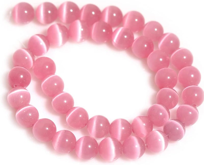 LIFAVOVY 6mm Pink Cat Eye Beads Round Semi Precious Gemstone Loose Beads for Jewelry Making (63-66pcs/strand) - Image 4