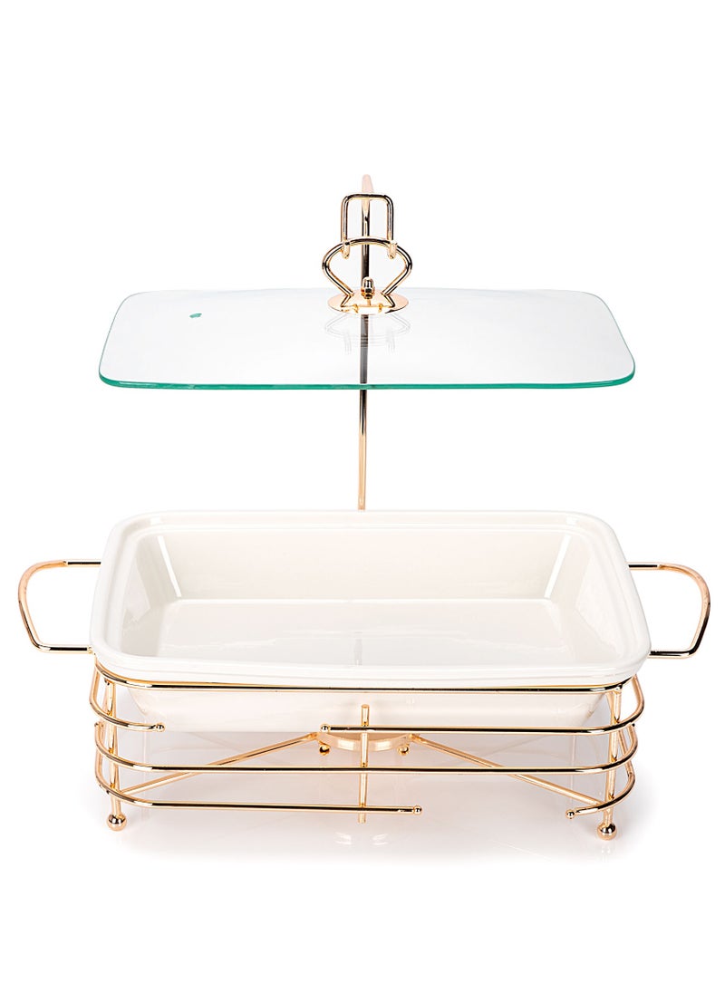 La Mesa Food Warmer Set With Candle Stand Rectangular  - Image 2