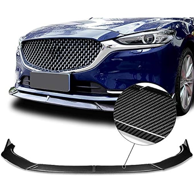 Auto Dynasty 3Pcs Car Front Bumper Lip Spoiler Wing Body Kit Compatible with Mazda 6 2019-2021, Carbon Fiber Look - Image 5