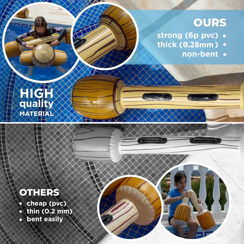 Chuchik [Upgraded Version] Inflatable Ride On Battle Logs, Pool Games for Adults & Kids. Joust Game Inflatable Raft Pool Floats Kids, Pool Toys for Kids Ages 4-8 8-12 & Adults - Pool Floaties - Image 3