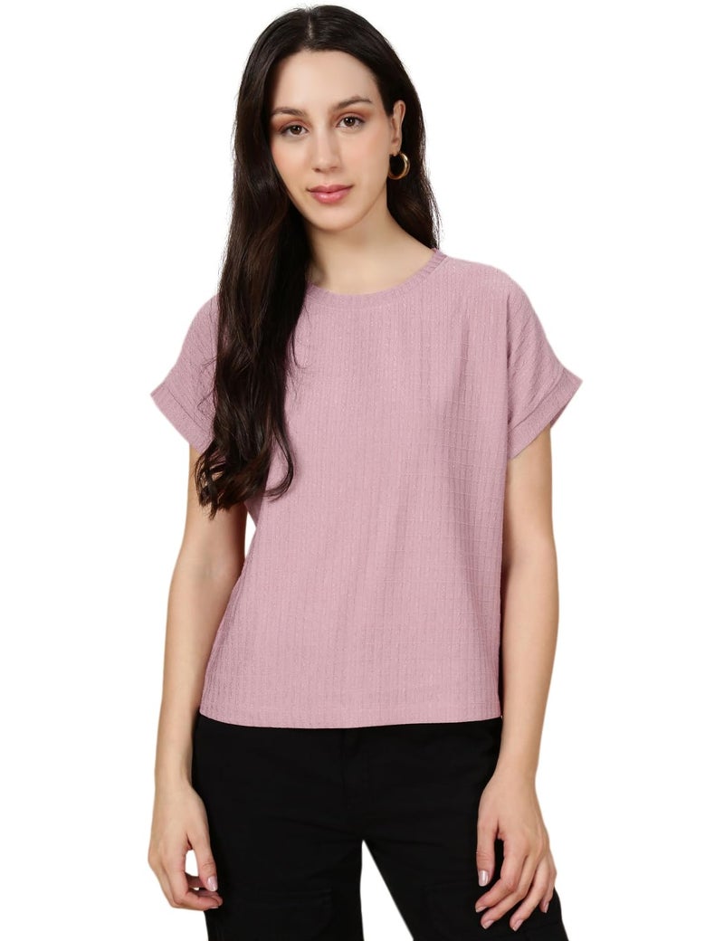 FYLTR Women's T-Shirts (FYLSS25WKT-1402-Mauve Mist-2XL) - Image 5