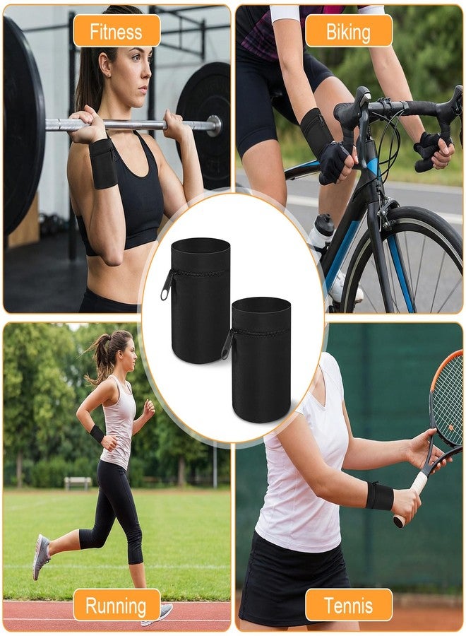 Nogeqi 2PCS Wrist Wallet for Men Women Armband Wrist Pouch Wristbands Sweatbands Anti Theft Wallet for Outdoor Sports Running Workout RFID Zipper Pouch (Black) - Image 4
