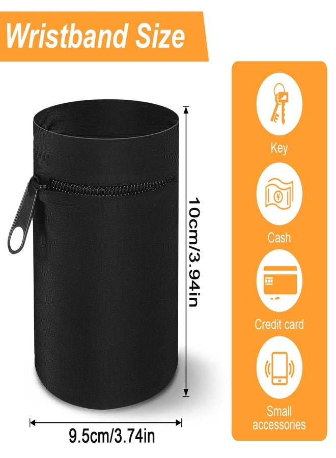 Nogeqi 2PCS Wrist Wallet for Men Women Armband Wrist Pouch Wristbands Sweatbands Anti Theft Wallet for Outdoor Sports Running Workout RFID Zipper Pouch (Black) - Image 3