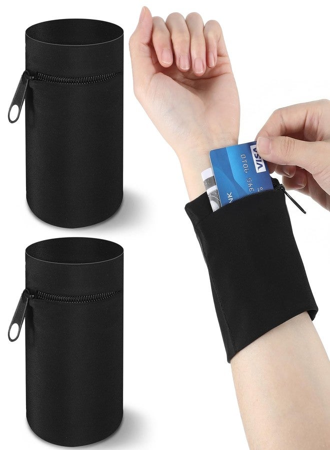 Nogeqi 2PCS Wrist Wallet for Men Women Armband Wrist Pouch Wristbands Sweatbands Anti Theft Wallet for Outdoor Sports Running Workout RFID Zipper Pouch (Black) - Image 1