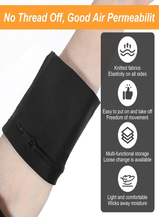 Nogeqi 2PCS Wrist Wallet for Men Women Armband Wrist Pouch Wristbands Sweatbands Anti Theft Wallet for Outdoor Sports Running Workout RFID Zipper Pouch (Black) - Image 2