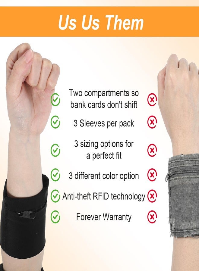 Nogeqi 2PCS Wrist Wallet for Men Women Armband Wrist Pouch Wristbands Sweatbands Anti Theft Wallet for Outdoor Sports Running Workout RFID Zipper Pouch (Black) - Image 5