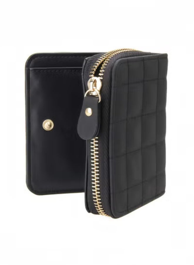 fantasize Minimalist Small Zipper Wallets for Women, Slim PU Leather Credit Card Holder Wallets With ID Window, Ladies Clutch Purses Mini Coin Purse, Black - Image 4