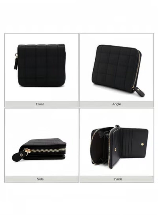 fantasize Minimalist Small Zipper Wallets for Women, Slim PU Leather Credit Card Holder Wallets With ID Window, Ladies Clutch Purses Mini Coin Purse, Black - Image 5