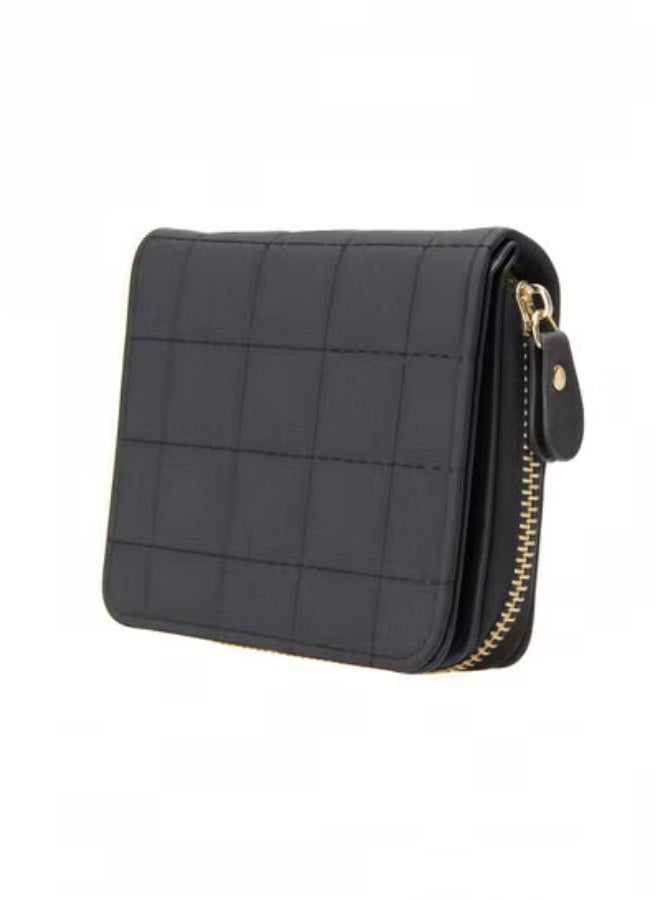 fantasize Minimalist Small Zipper Wallets for Women, Slim PU Leather Credit Card Holder Wallets With ID Window, Ladies Clutch Purses Mini Coin Purse, Black - Image 1