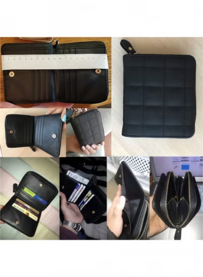 fantasize Minimalist Small Zipper Wallets for Women, Slim PU Leather Credit Card Holder Wallets With ID Window, Ladies Clutch Purses Mini Coin Purse, Black - Image 2