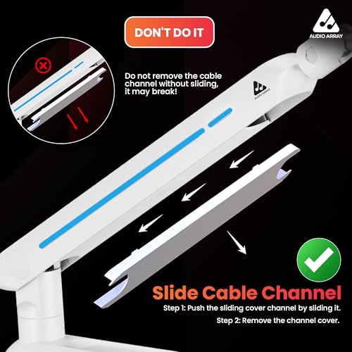 Audio Array AA-19WL RGB Low Profile Boomarm Stand with Riser | 71cm reach & 20 RGB lighting effects & Built-In Cable Management | Matte finish with Flexible adjustments | 2Kg Weight Capacity | White - Image 3