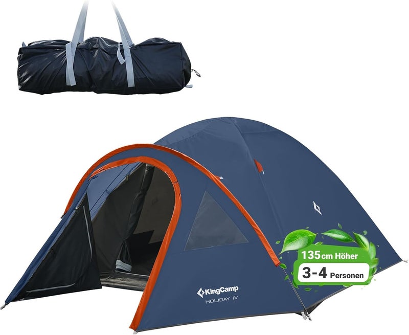 KingCamp Camping Tent 2-4 Man,120-135cm Higher Spacious Tent Lightweight PU3000mm Waterproof Backpacking Dome Tents Easy Set Up, for Family in Traveling, Camping and Outdoor - Image 1