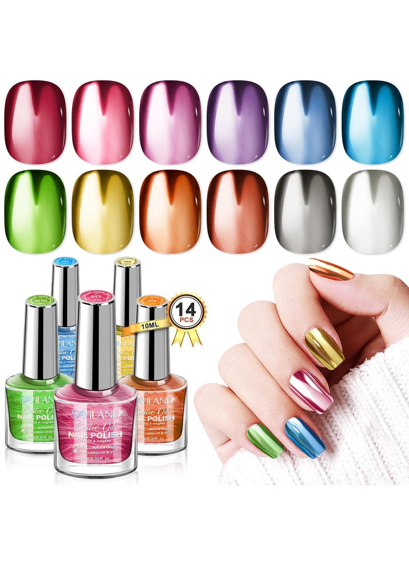 Saviland - SAVILAND Metallic Nail Polish Quick Dry 12pcs: Neon Colors Chrome Nail Polish Long-Lasting Regular Bulk Fingernail Polish Kit Base Polish Coat Glossy Matte Top Polish Toe Nail Art Home Salon DIY - Image 1