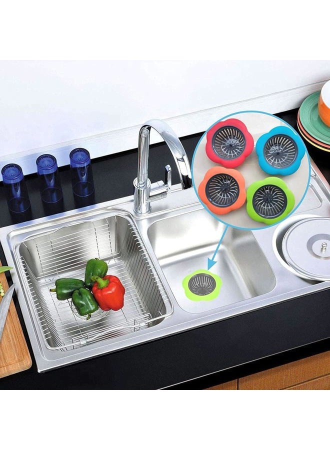 DFsucces Plastic Sink Strainer, 4 Pack Flexible Kitchen Sink Drainers, Easy Clean Sink Drain Filter Basket, Kitchen Sink Basket Strainer, Traps Food Debris and Prevents Clogs(Multicolored) - Image 5