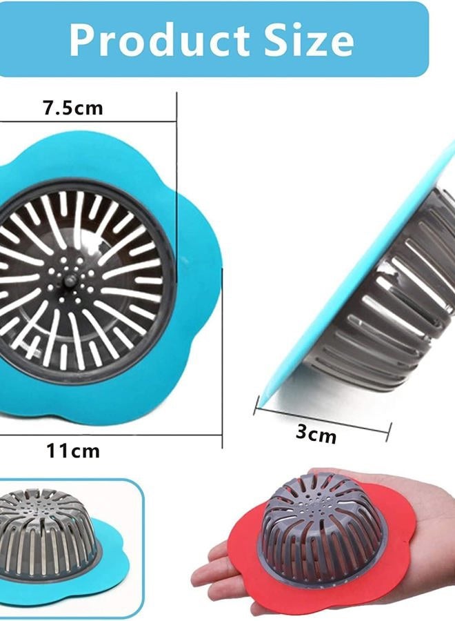 DFsucces Plastic Sink Strainer, 4 Pack Flexible Kitchen Sink Drainers, Easy Clean Sink Drain Filter Basket, Kitchen Sink Basket Strainer, Traps Food Debris and Prevents Clogs(Multicolored) - Image 2