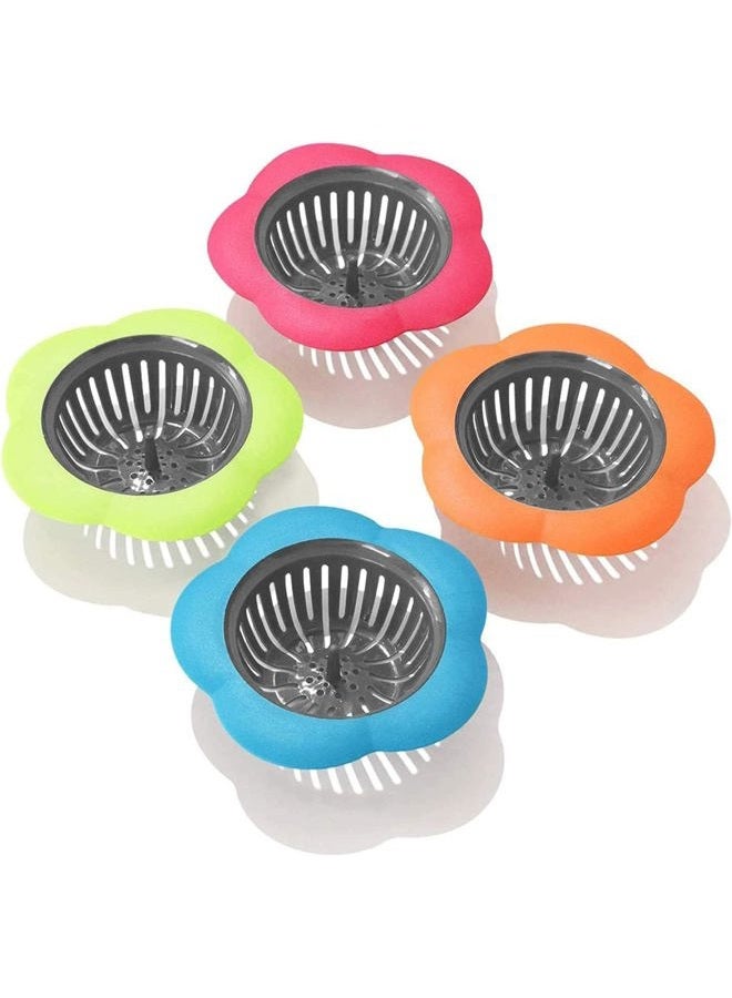 DFsucces Plastic Sink Strainer, 4 Pack Flexible Kitchen Sink Drainers, Easy Clean Sink Drain Filter Basket, Kitchen Sink Basket Strainer, Traps Food Debris and Prevents Clogs(Multicolored) - Image 1