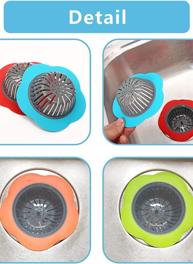 DFsucces Plastic Sink Strainer, 4 Pack Flexible Kitchen Sink Drainers, Easy Clean Sink Drain Filter Basket, Kitchen Sink Basket Strainer, Traps Food Debris and Prevents Clogs(Multicolored) - Image 3