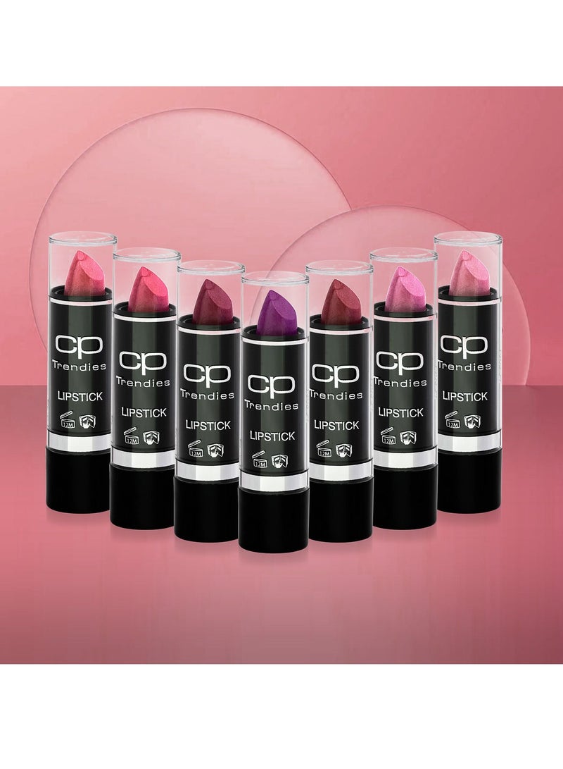 سي بي ترينديز أحمر شفاه للنساء بلمسة نهائية غير لامعة وثابتة تدوم طويلًا، حزمة 4 بألوان متعددة، طقم من 7 قطع بوزن 3.4 جرام، مجموعة هدايا احترافية من 7 ألوان للنساء/الفتيات - Image 4