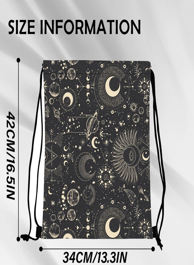 BHAHB Drawstring Backpack Draw String Bag Sports Gym Bags Waterproof Cute Aesthetic Sackpack for Unisex Women Sports Beach Travel(13"×17")-Moon - Image 2
