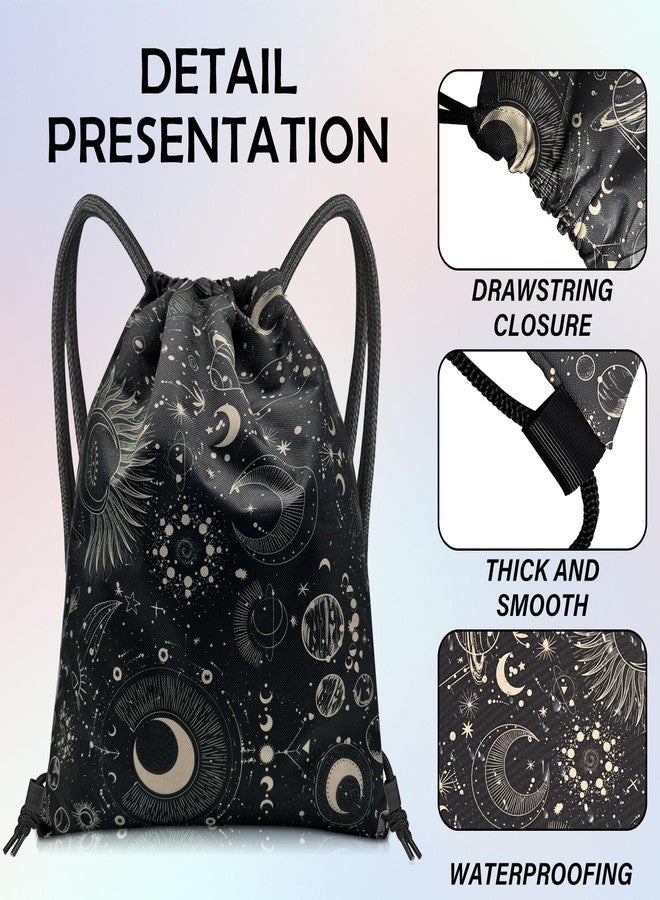 BHAHB Drawstring Backpack Draw String Bag Sports Gym Bags Waterproof Cute Aesthetic Sackpack for Unisex Women Sports Beach Travel(13"×17")-Moon - Image 3