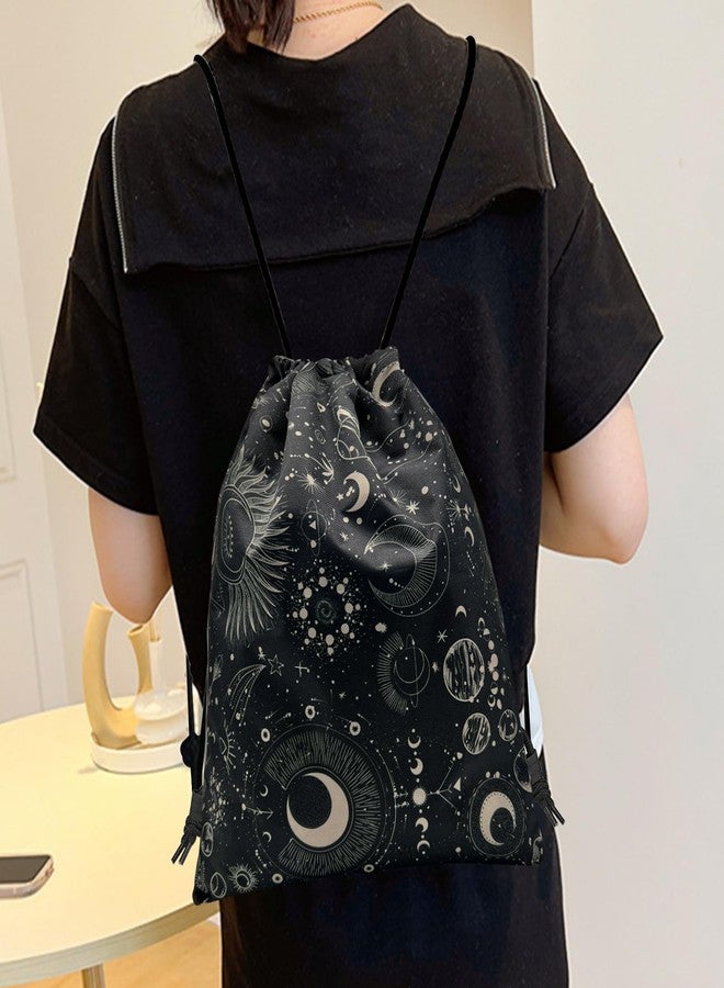 BHAHB Drawstring Backpack Draw String Bag Sports Gym Bags Waterproof Cute Aesthetic Sackpack for Unisex Women Sports Beach Travel(13"×17")-Moon - Image 5