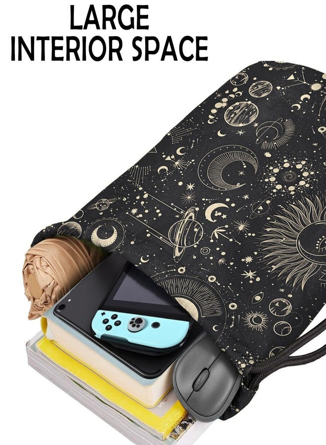 BHAHB Drawstring Backpack Draw String Bag Sports Gym Bags Waterproof Cute Aesthetic Sackpack for Unisex Women Sports Beach Travel(13"×17")-Moon - Image 4
