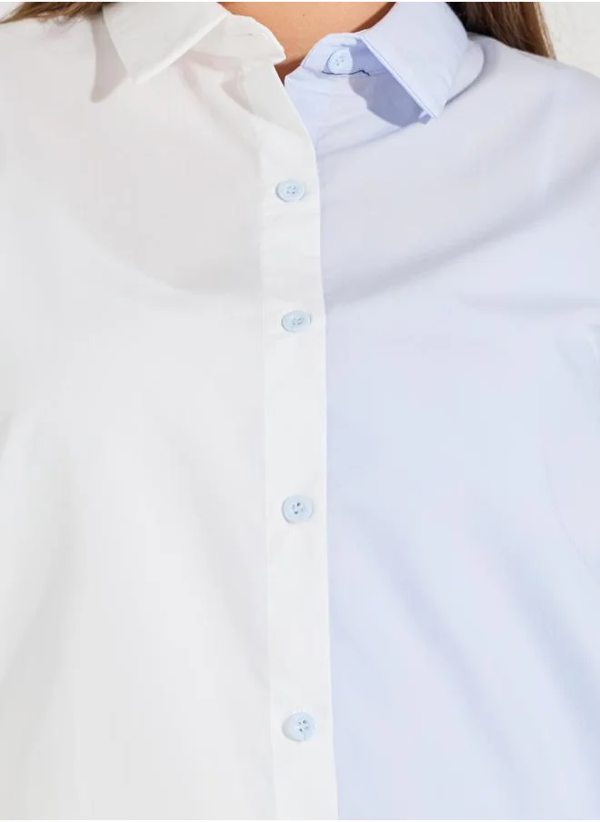 Styli Plus Size Color Block Oversized Button Down Shirt