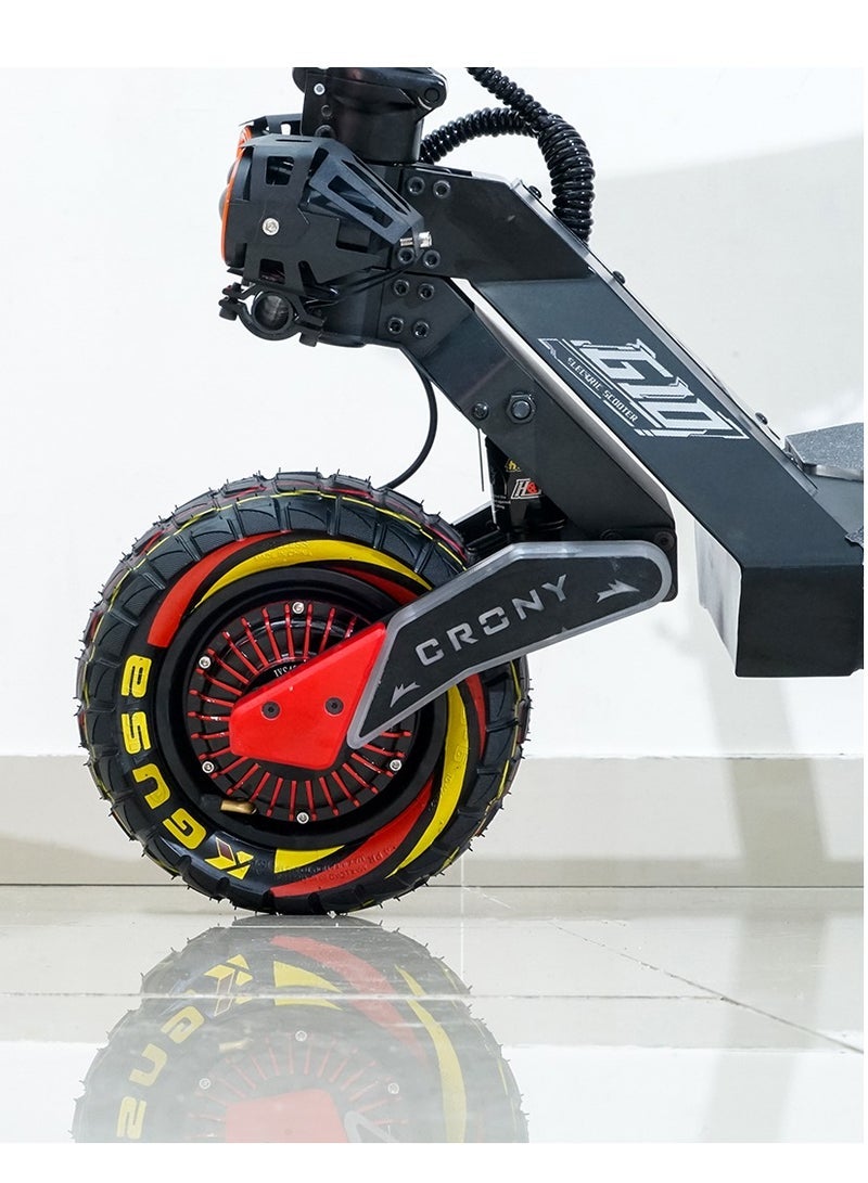 Crony G10 1500W×2 E-Scooter, Max Range 75KM, Up to 75km/h, 10" All-Terrain Tires, NFC Lock, 48V 25AH Battery, Foldable Off-Road Electric Scooter for Adults, Hydraulic Oil Brakes, Dual Suspension, Impressive Top Fast Speed Brushless Motor, Heavy Duty Portable E-SkateBoard, LCD Display, LED Base Light, Mobile Holder, Seat, Front Bag, App-Compatible High-Capacity Urban Commuter E-Bike, Red - Image 5