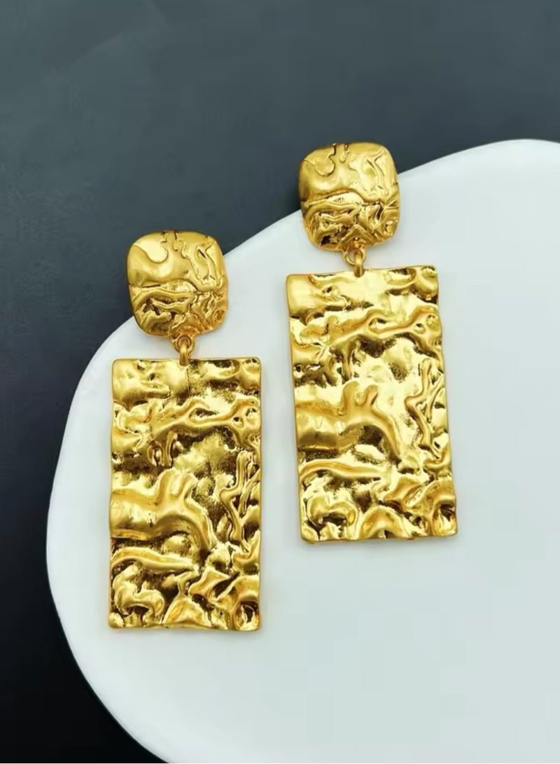 Dangle Charms Elegant Gold Plated Hoop Earrings For Women - Image 1