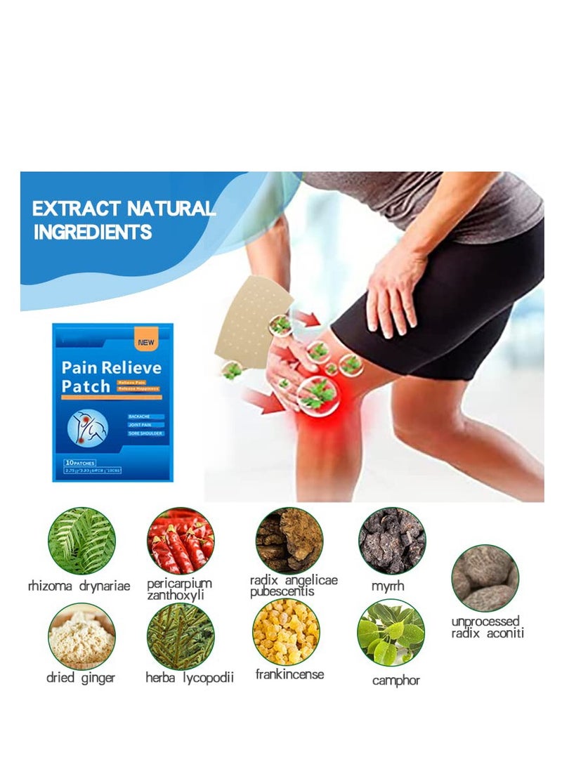 SYOSI 60Pcs Pain Relief Patch Plaster Pain Relieving Patch Natural Ingredients for Long Lasting Effect to 10 Hours Promote Blood Circulation Medicated Plaster for Knee Joint Muscle Pain - Image 2