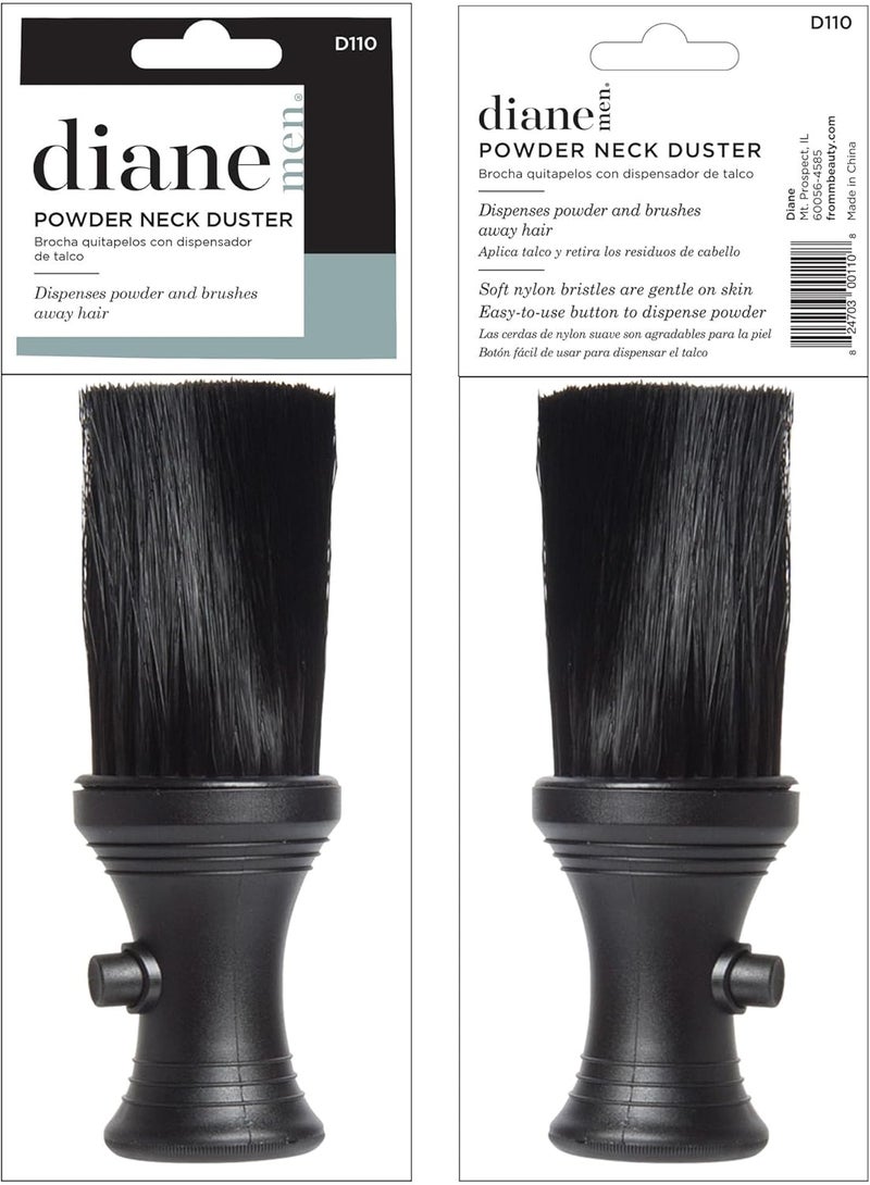 Diane Neck Duster with Powder Dispenser Barber and Salon Brush to Remove Loose Hair from Neckline and Ears, Soft Nylon Bristles, Stand Up Base, 6.25” - Image 3