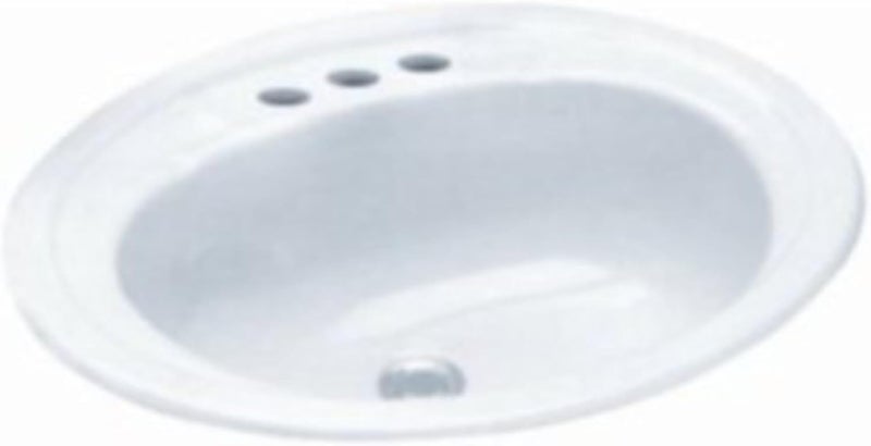 PROFLO PF20174 Rockaway 20-1/2" Oval Vitreous China Drop In Bathroom Sink with Overflow and 3 Faucet Holes at 4" Centers - White - Image 2