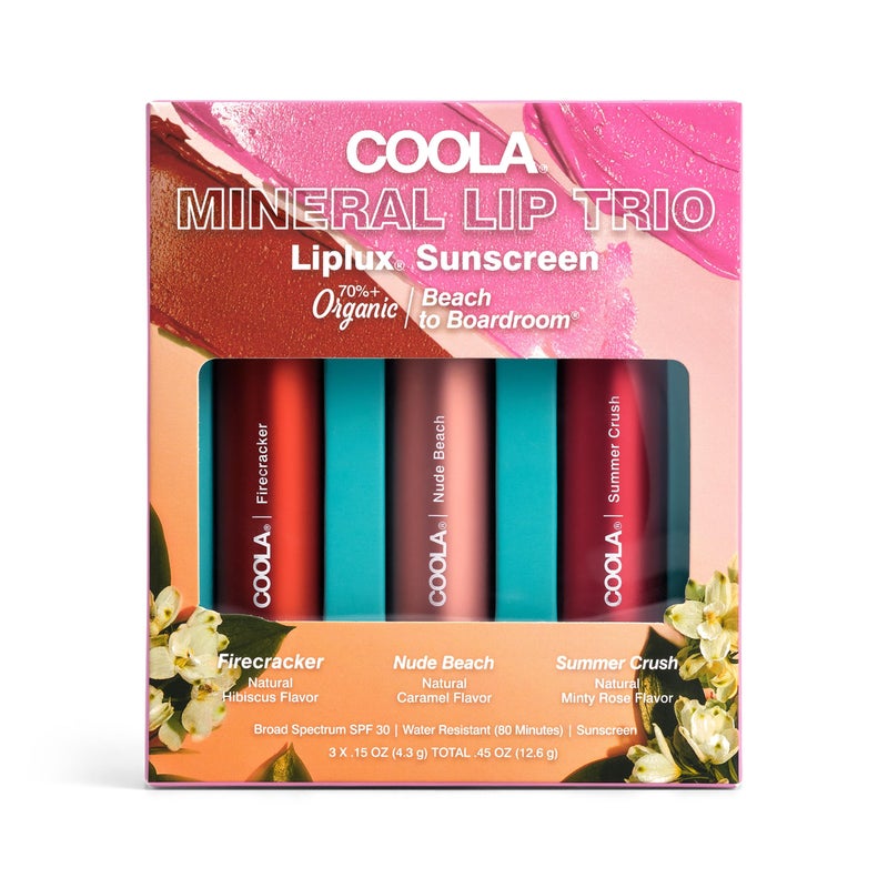 COOLA Organic Tinted Lip Balm  Mineral Sunscreen with SPF 30 Dermatologist Tested Lip Care for Daily Protection Vegan Variety Pack 015 Oz Each