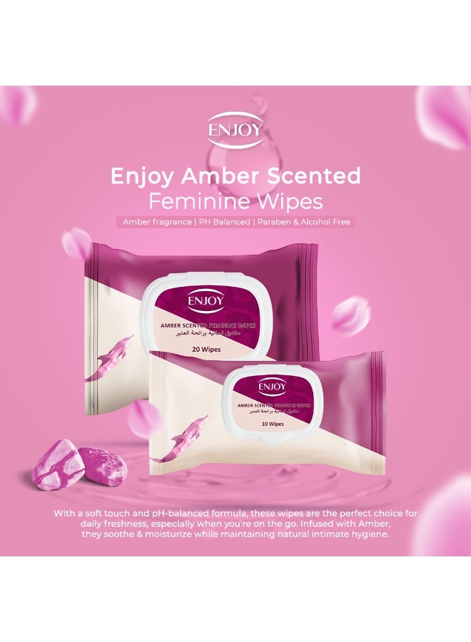 إنجوي انجوي مناديل مبللة للنساء برائحة العنبر الفاخرة - 20 قطعة - للتنظيف والانتعاش والعناية الانثوية الفائقة - للسفر والاستخدام اليومي - Image 4