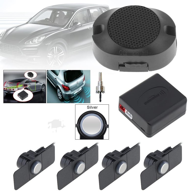 Generic ePathChina Car Reversing Radar System Premium Quality 4 Parking Sensors Car Reversing Radar System with Wings (Silver)  - Image 1