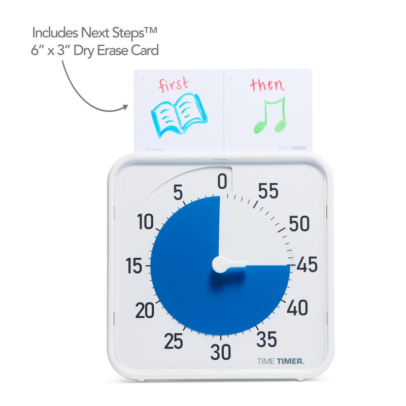 Time Timer Original 8" Visual Countdown Timer â€“ Medium 60-Minute Silent Classroom Visual Timer for SEL, Emotional Regulation, Focus, Calm Transitions, ADHD, Autism â€“ (Blue & White) - Image 2