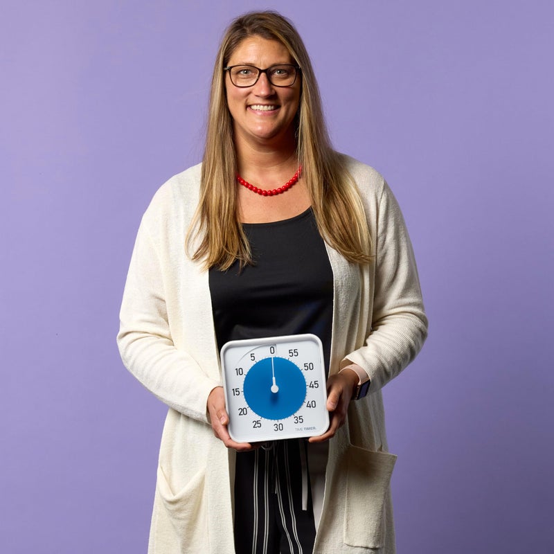 Time Timer Original 8" Visual Countdown Timer â€“ Medium 60-Minute Silent Classroom Visual Timer for SEL, Emotional Regulation, Focus, Calm Transitions, ADHD, Autism â€“ (Blue & White) - Image 4