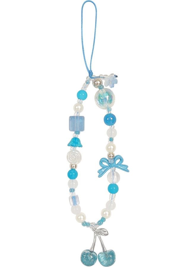 cioatu Phone Charms Cute Cherry Butterfly Cell Phone Lanyard Strap Wrist Strap for Bag Airpods Camera Pendants Decor (Cherry Blue) - Image 1