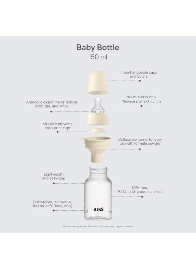 BIBS BIBS Baby Bottle 270 ml Silicone Nipple - Anti-Colic, BPA-Free, Round Nipple, Medium Flow, Lightweight & Easy to Clean, Suitable for Newborns 0+ Years - Ivory  - Image 4