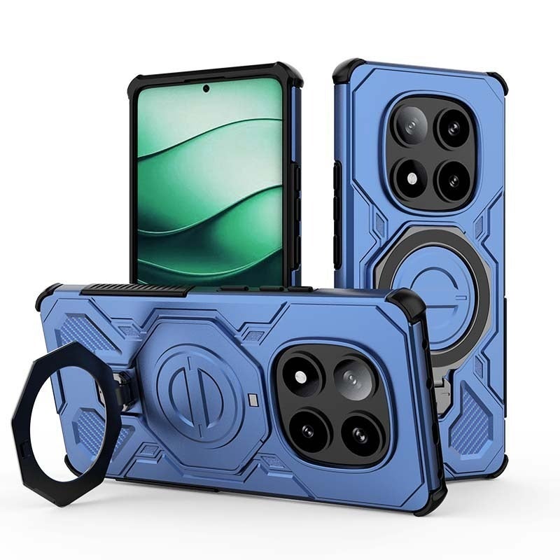 غطاء MagSafe بTPU + PC باللون أسود مغناطيسي بوظيفة حامل من مادة TPU لـ Redmi Note 15 مع مغناطيس قوي وحامل قائم مع مقاوم للصدمات مع حماية من السقوط للاستخدام المنزلي للسفر - Image 3