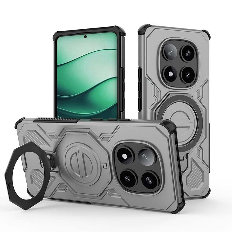 غطاء MagSafe بTPU + PC باللون أسود مغناطيسي بوظيفة حامل من مادة TPU لـ Redmi Note 15 مع مغناطيس قوي وحامل قائم مع مقاوم للصدمات مع حماية من السقوط للاستخدام المنزلي للسفر - Image 4
